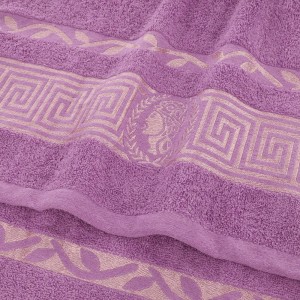 Ręcznik Aurelia Prestige 50x100 bawełniany lila 500g/m2 luksusowy, miękki i chłonny WZÓR GRECKI