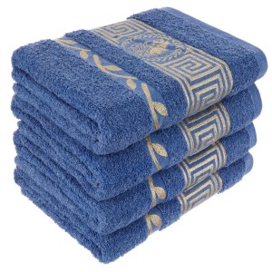 Ręcznik 50x100 bawełniany Aurelia Prestige granatowy 500g/m2 luksusowy, miękki i chłonny WZÓR GRECKI