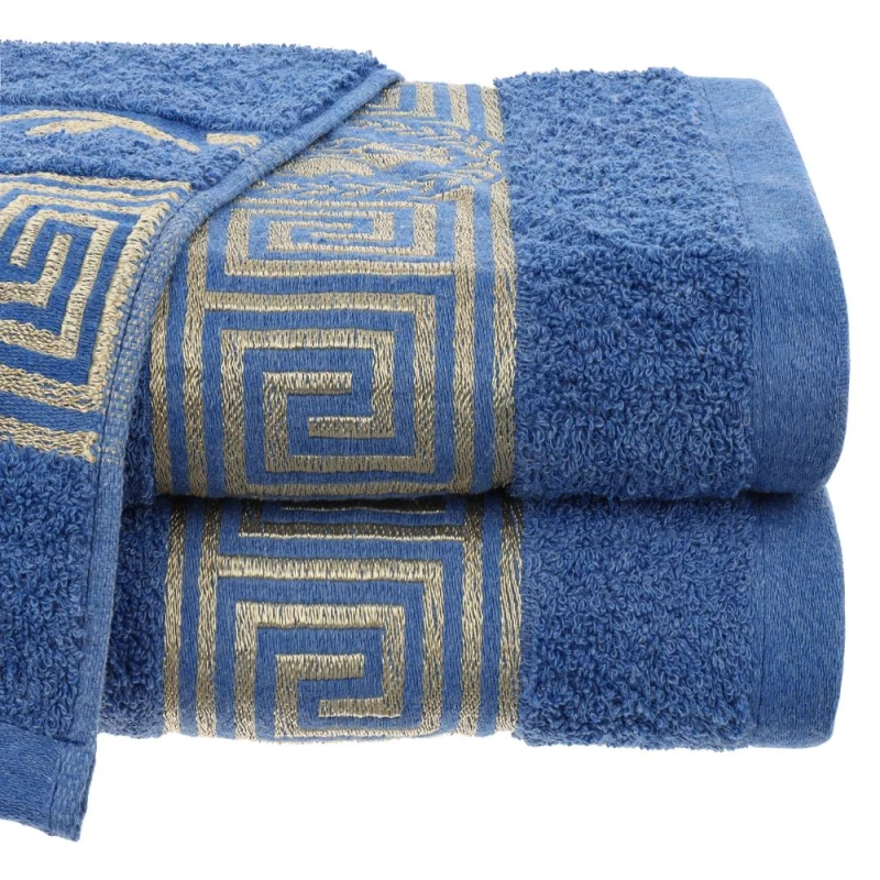 Chłonny ręcznik bawełniany 50x100 Aurelia Prestige granatowy 500g/m2 luksusowy, miękki WZÓR GRECKI