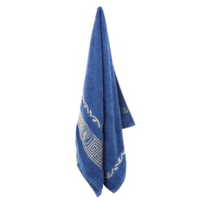 Granatowy ręcznik bawełniany 50x100 Aurelia Prestige 500g/m2 luksusowy, miękki i chłonny WZÓR GRECKI
