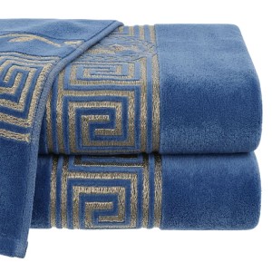 Luksusowy ręcznik bawełniany 50x100 Aurelia Prestige granatowy 500g/m2 miękki i chłonny WZÓR GRECKI