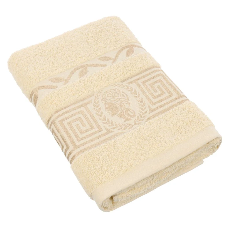Ręcznik bawełniany 50x100 Aurelia Prestige kremowy 500g/m2 luksusowy, miękki i chłonny WZÓR GRECKI