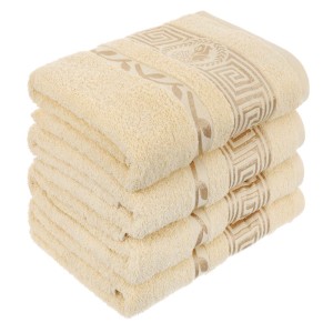 Ręcznik 50x100 bawełniany Aurelia Prestige kremowy 500g/m2 luksusowy, miękki i chłonny WZÓR GRECKI