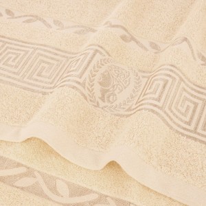 Ręcznik Aurelia Prestige 50x100 bawełniany kremowy 500g/m2 luksusowy, miękki i chłonny WZÓR GRECKI