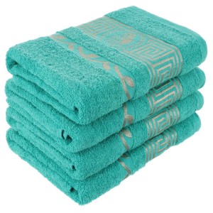 Ręcznik 50x100 bawełniany Aurelia Prestige miętowy 500g/m2 luksusowy, miękki i chłonny WZÓR GRECKI
