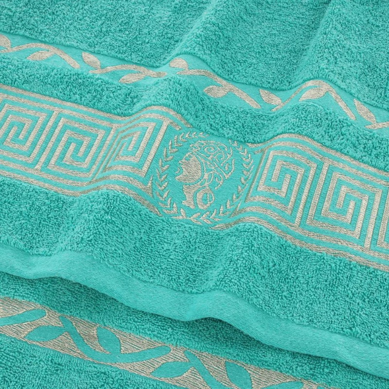 Ręcznik Aurelia Prestige 50x100 bawełniany miętowy 500g/m2 luksusowy, miękki i chłonny WZÓR GRECKI