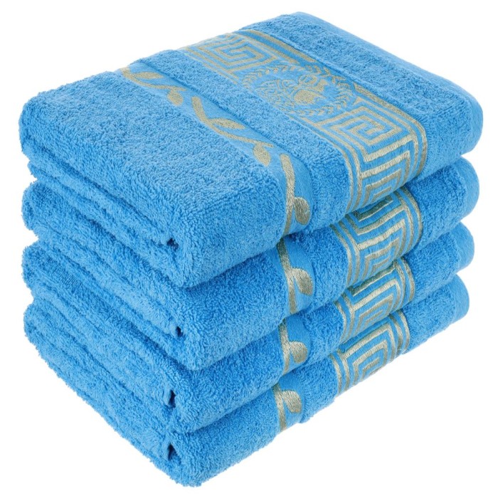 Ręcznik 50x100 bawełniany Aurelia Prestige niebieski 500g/m2 luksusowy, miękki i chłonny WZÓR GRECKI