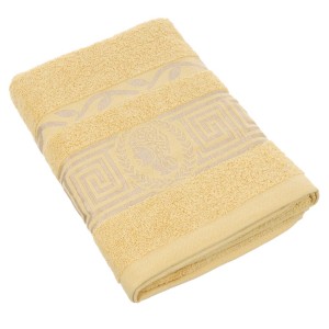 Ręcznik bawełniany 50x100 Aurelia Prestige żółty 500g/m2 luksusowy, miękki i chłonny WZÓR GRECKI