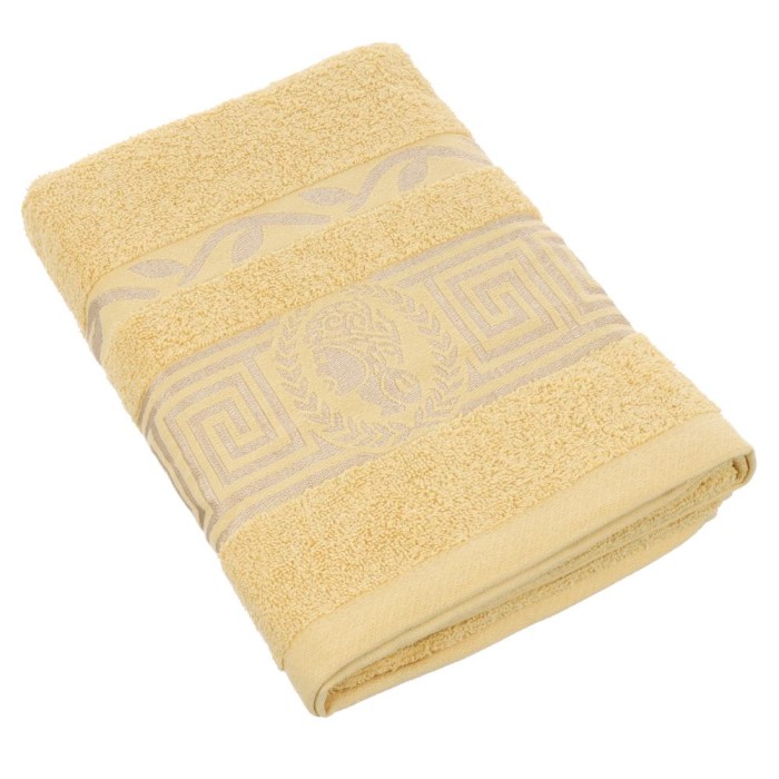 Ręcznik bawełniany 50x100 Aurelia Prestige żółty 500g/m2 luksusowy, miękki i chłonny WZÓR GRECKI