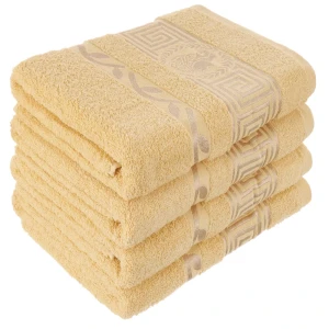 Ręcznik 50x100 bawełniany Aurelia Prestige żółty 500g/m2 luksusowy, miękki i chłonny WZÓR GRECKI