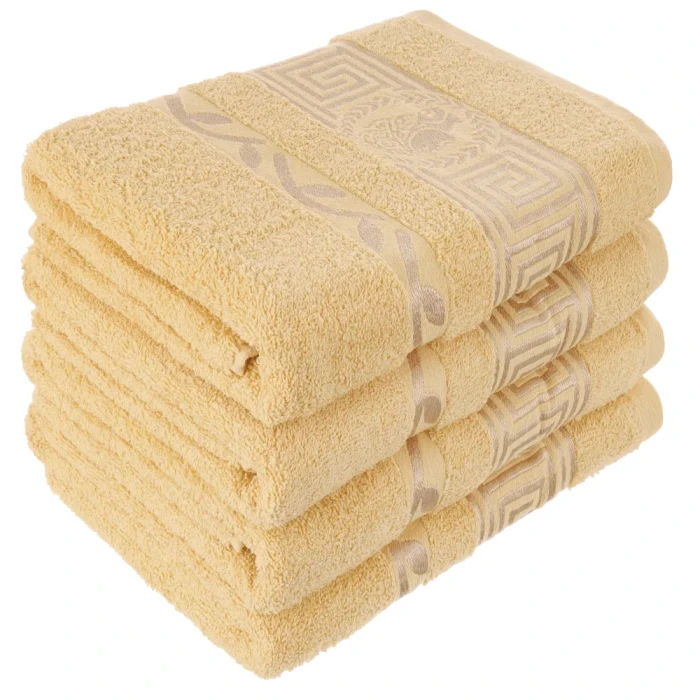 Ręcznik 50x100 bawełniany Aurelia Prestige żółty 500g/m2 luksusowy, miękki i chłonny WZÓR GRECKI