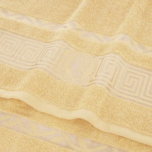 Ręcznik Aurelia Prestige 50x100 bawełniany żółty 500g/m2 luksusowy, miękki i chłonny WZÓR GRECKI