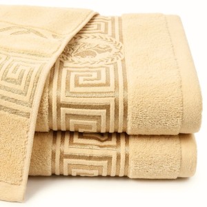 Chłonny ręcznik bawełniany 50x100 Aurelia Prestige żółty 500g/m2 luksusowy, miękki WZÓR GRECKI