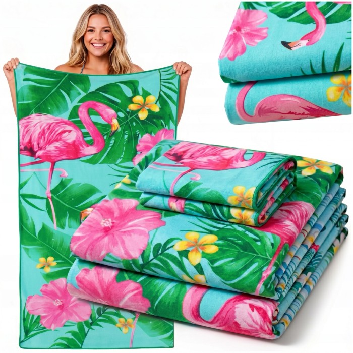 Ręcznik plażowy 70x140 flaming szybkoschnący