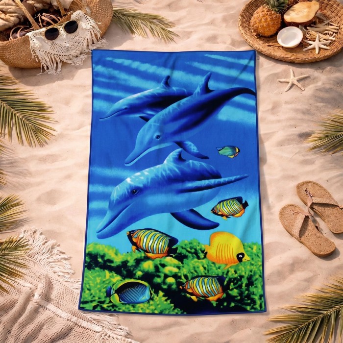 Ręcznik Plażowy z Mikrofibry 70x140 Delfin Szybkoschnący Basen Spa 1