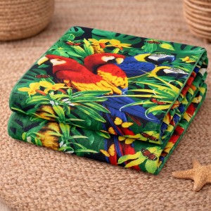 Ręcznik Plażowy z Mikrofibry 70x140 Papugi Tropikalne Szybkoschnący 1
