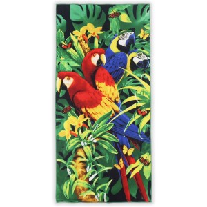 Ręcznik Plażowy z Mikrofibry 70x140 Papugi Tropikalne Szybkoschnący 2