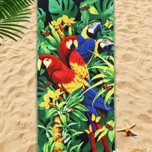 Ręcznik Plażowy z Mikrofibry 70x140 Papugi Tropikalne Szybkoschnący 3