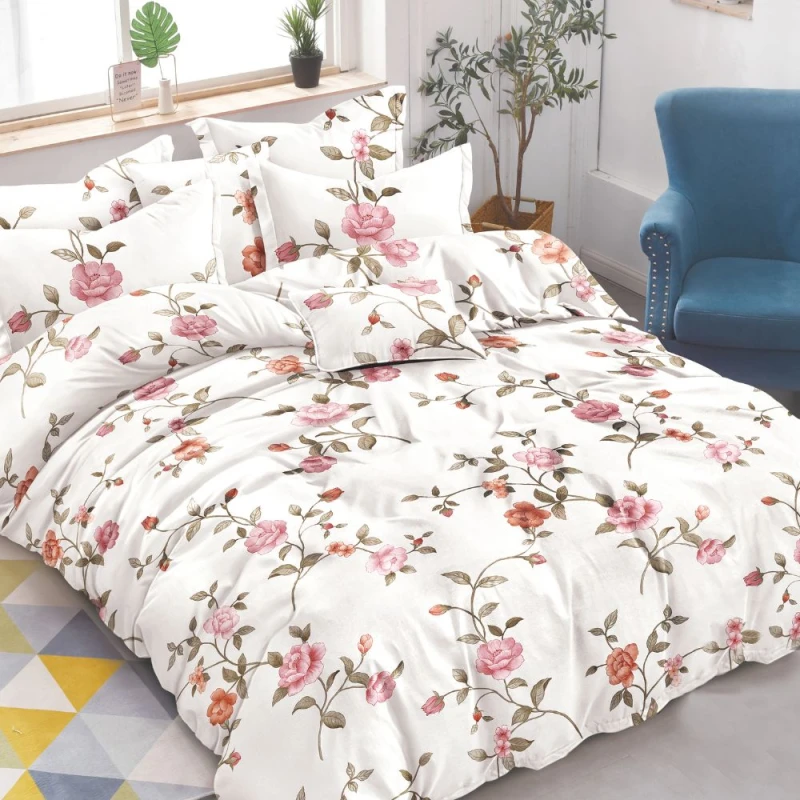 Elegancka Pościel Bawełniana 200x220 3 el. w różowe róże Rose Garden