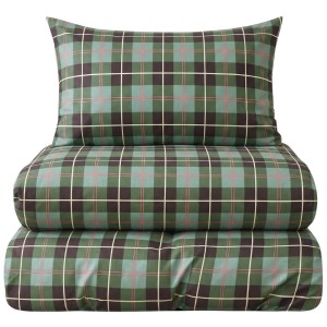 Komplet pościeli bawełnianej 200x220 3 el. Zielona Krata Green Tartan