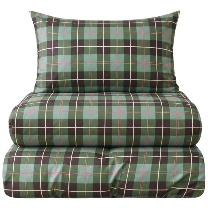 Komplet pościeli bawełnianej 200x220 3 el. Zielona Krata Green Tartan