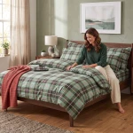 Komplet pościeli bawełnianej 200x220 3 el. Zielona Krata Green Tartan