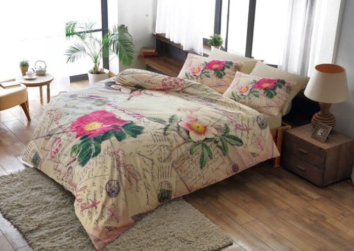 Pościel satynowa Anna Pink 200x220 TAC komplet 4-cz.