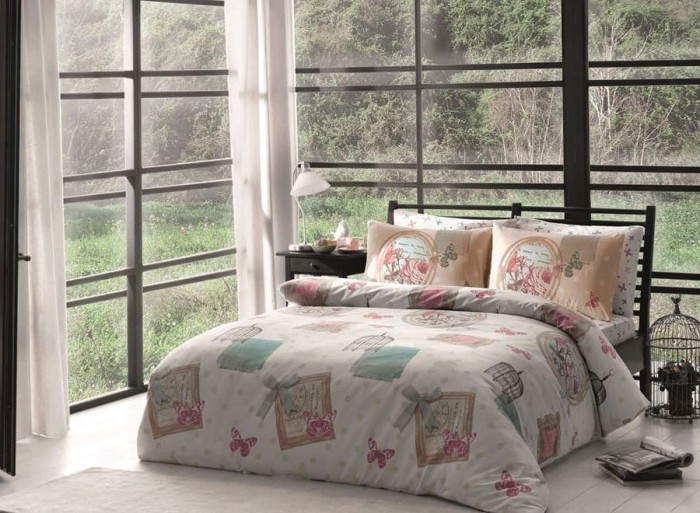 Pościel satynowa Ronald Turkus 200x220 TAC komplet 4-cz.