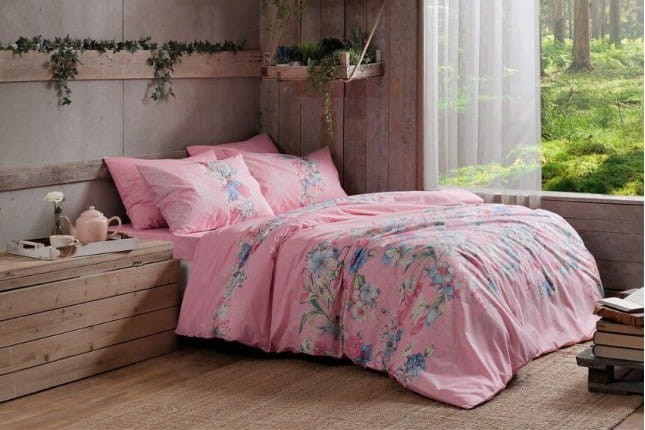 Pościel bawełniana 200x220 TAC Fleur Pink