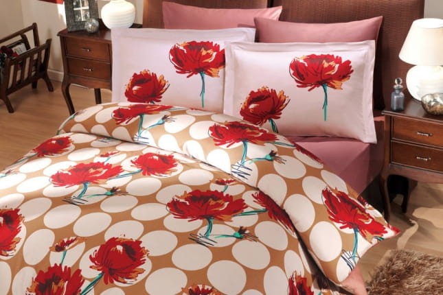 Pościel satynowa bawełniana Leona Brown 200x220 HOBBY